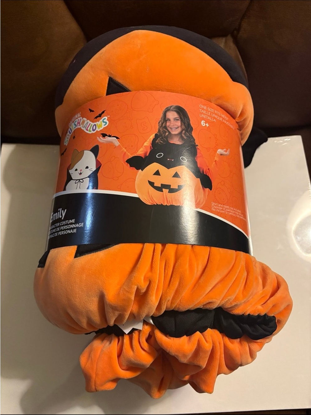 Squishmallow costume Emily black bat in pumpkin jack-o-lantern halloween plush - Picture 2 of 9